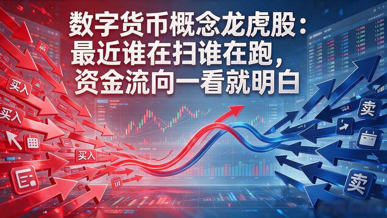 数字货币概念龙虎股：最近谁在扫谁在跑，资金流向一看就明白