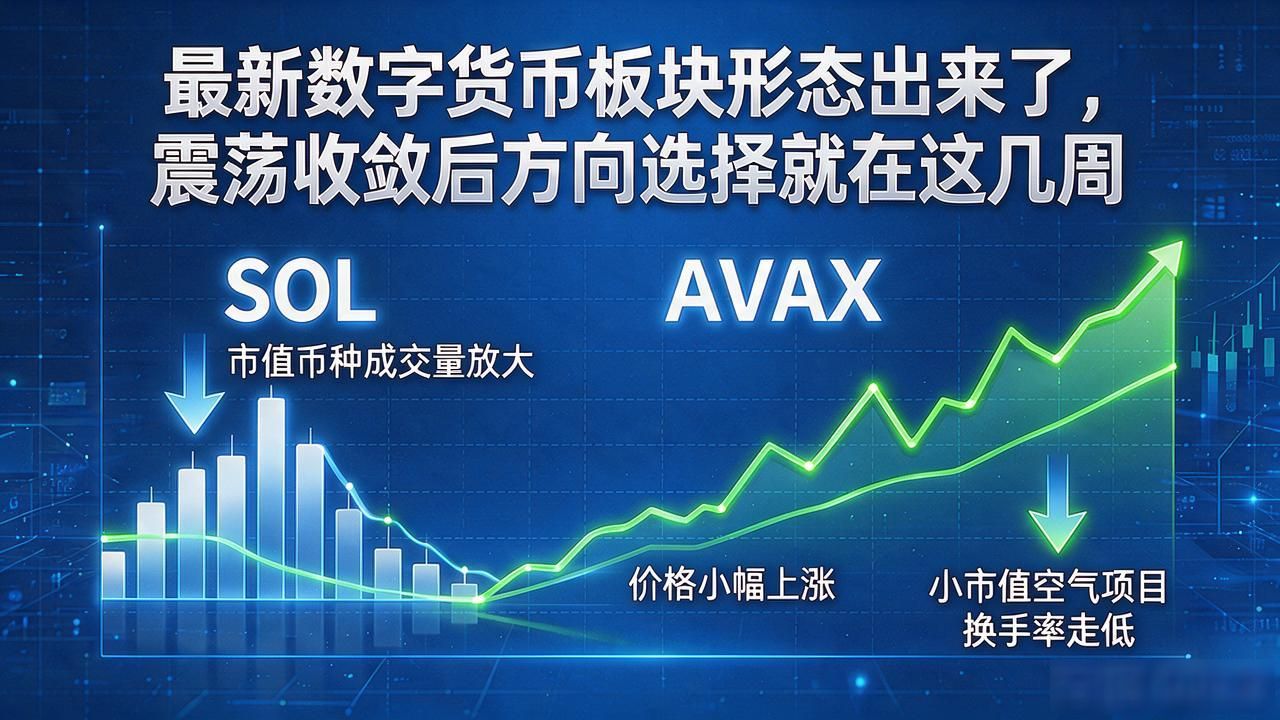 最新数字货币板块形态出来了，震荡收敛后方向选择就在这几周