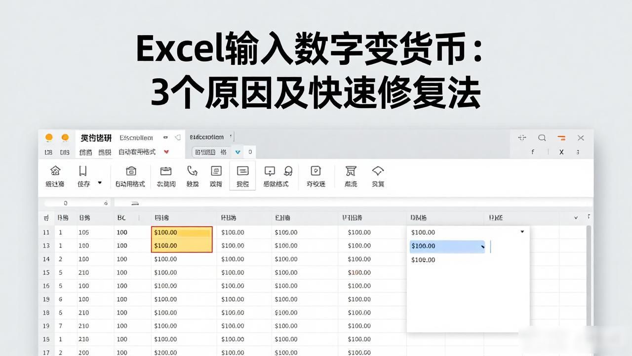 Excel货币格式自动套用_为什么excel输入数字会变成货币_Excel自动格式化问题解决方法