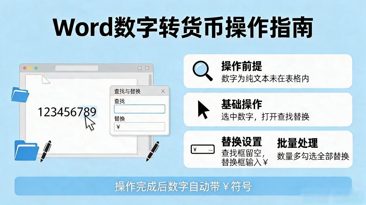 Word数字怎么转换成货币，选中改个单元格格式就自动带符号