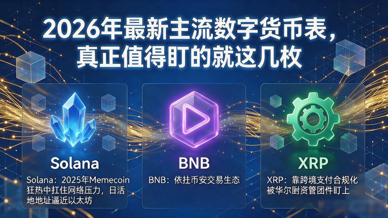 2026年最新主流数字货币表，真正值得盯的就这几枚