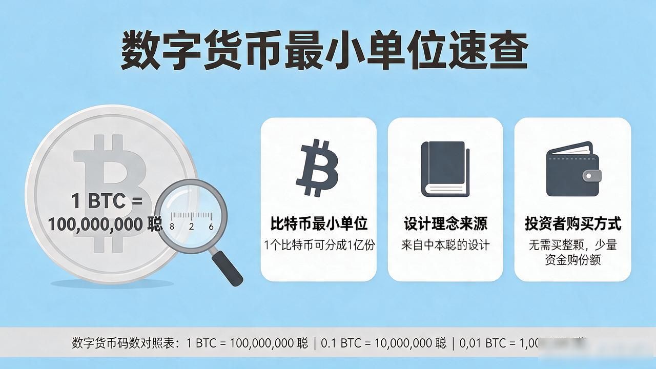 数字货币码数对照表：比特币以太坊最小单位速查
