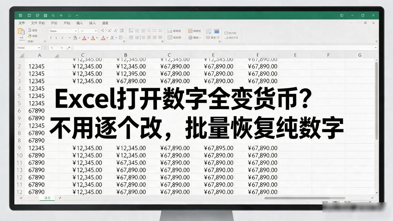 Excel打开数字全变货币？不用逐个改，批量恢复纯数字